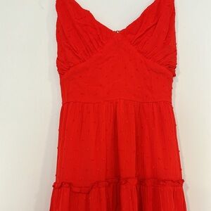 Altard state layered tank dress with zipper and tie in back red size M